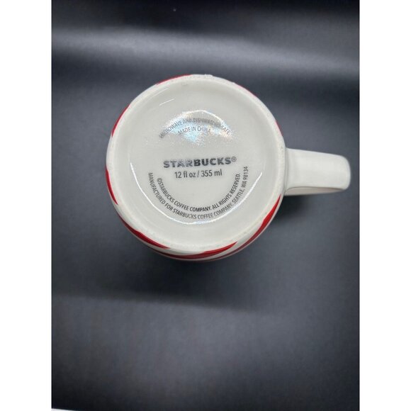 Starbucks Coffee Mug Christmas Candy Cane Red & White Stripe Barber Pole - Picture 4 of 5